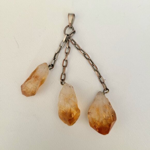 Citrine row crystals dangling pendant. - Picture 2 of 5